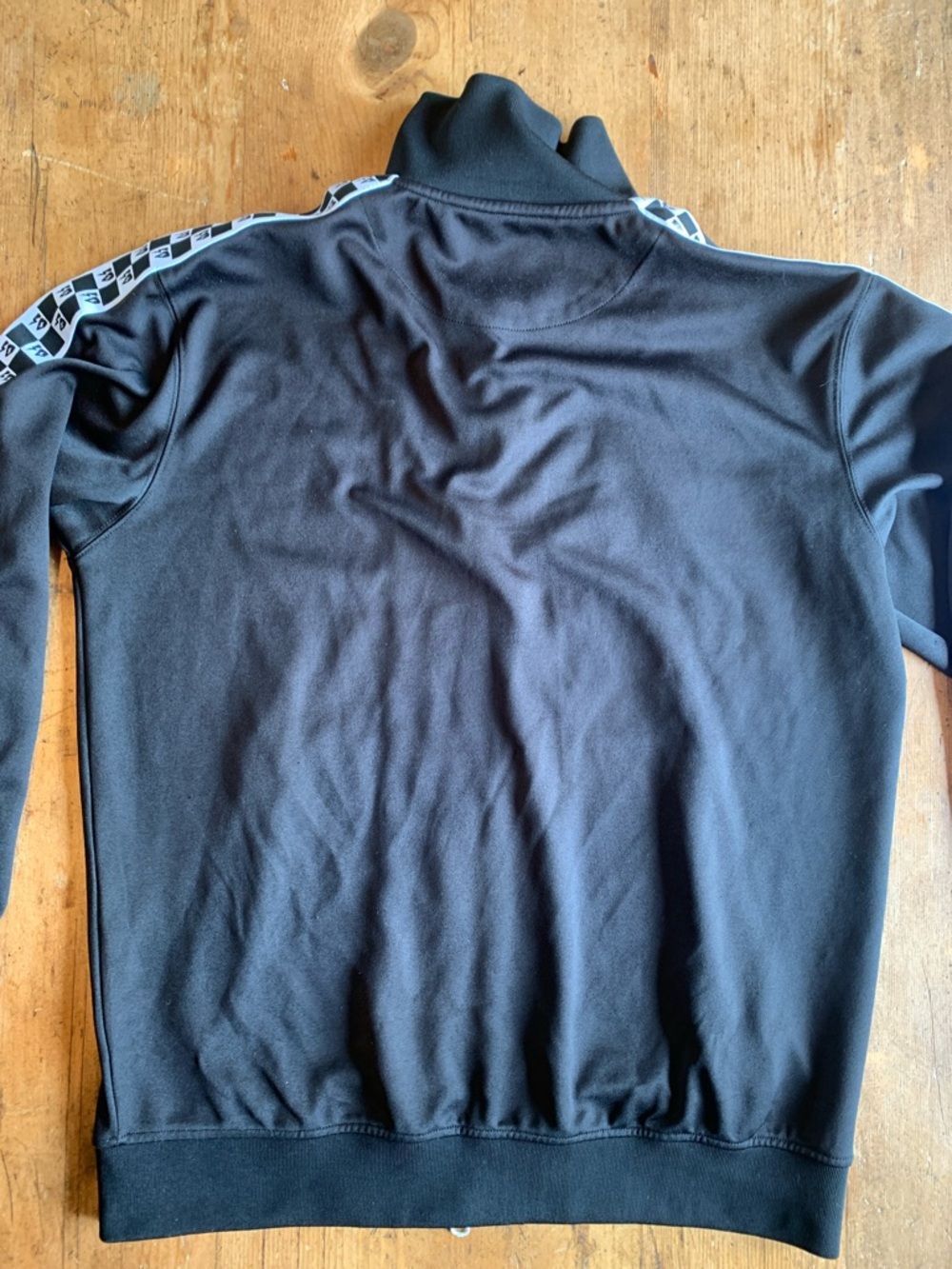 10.Deep Black Track Bomber Jacket with White Accent Tape - Picture 10 of 16